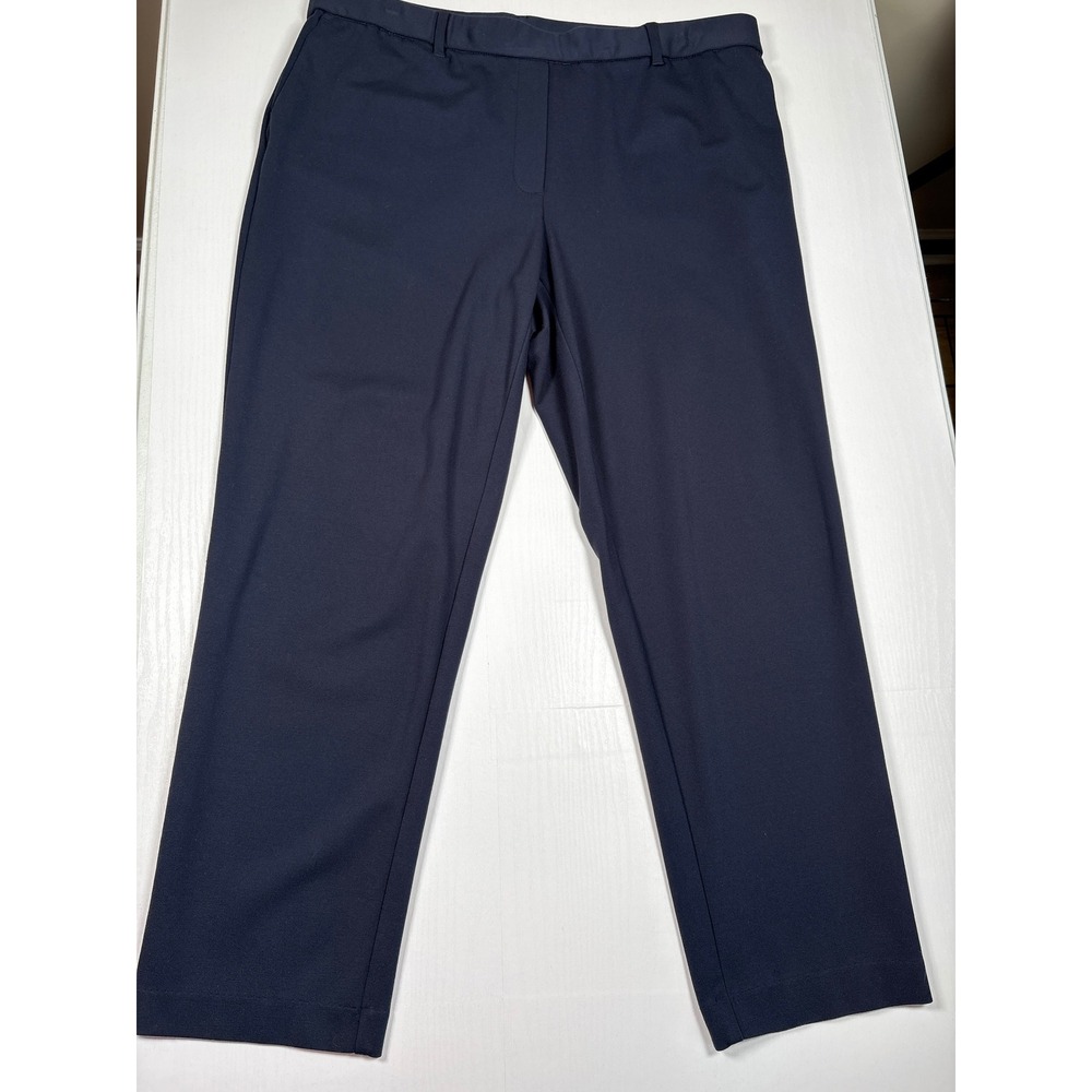 J. Jill Navy‎ Blue Ponte Knit Ankle Pants Womens Size L Stretch Career Trousers